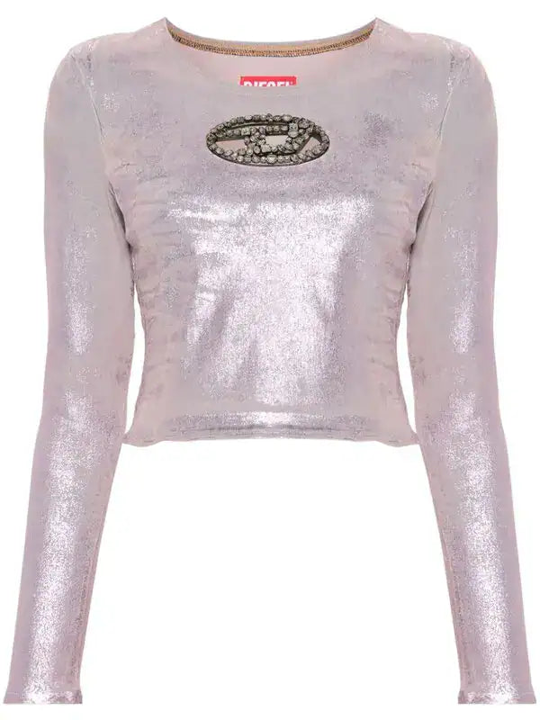 Diesel De-Top1-Fsd Crystal Embellished Logo Plaque Top