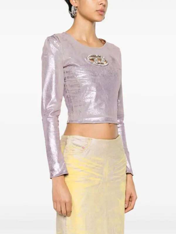 Diesel De-Top1-Fsd Crystal Embellished Logo Plaque Top