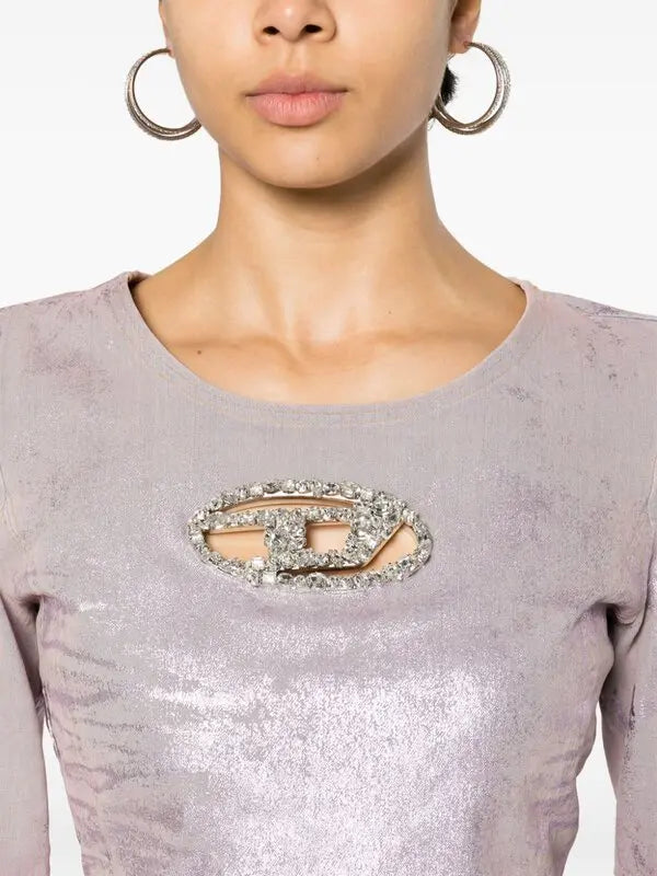 Diesel De-Top1-Fsd Crystal Embellished Logo Plaque Top
