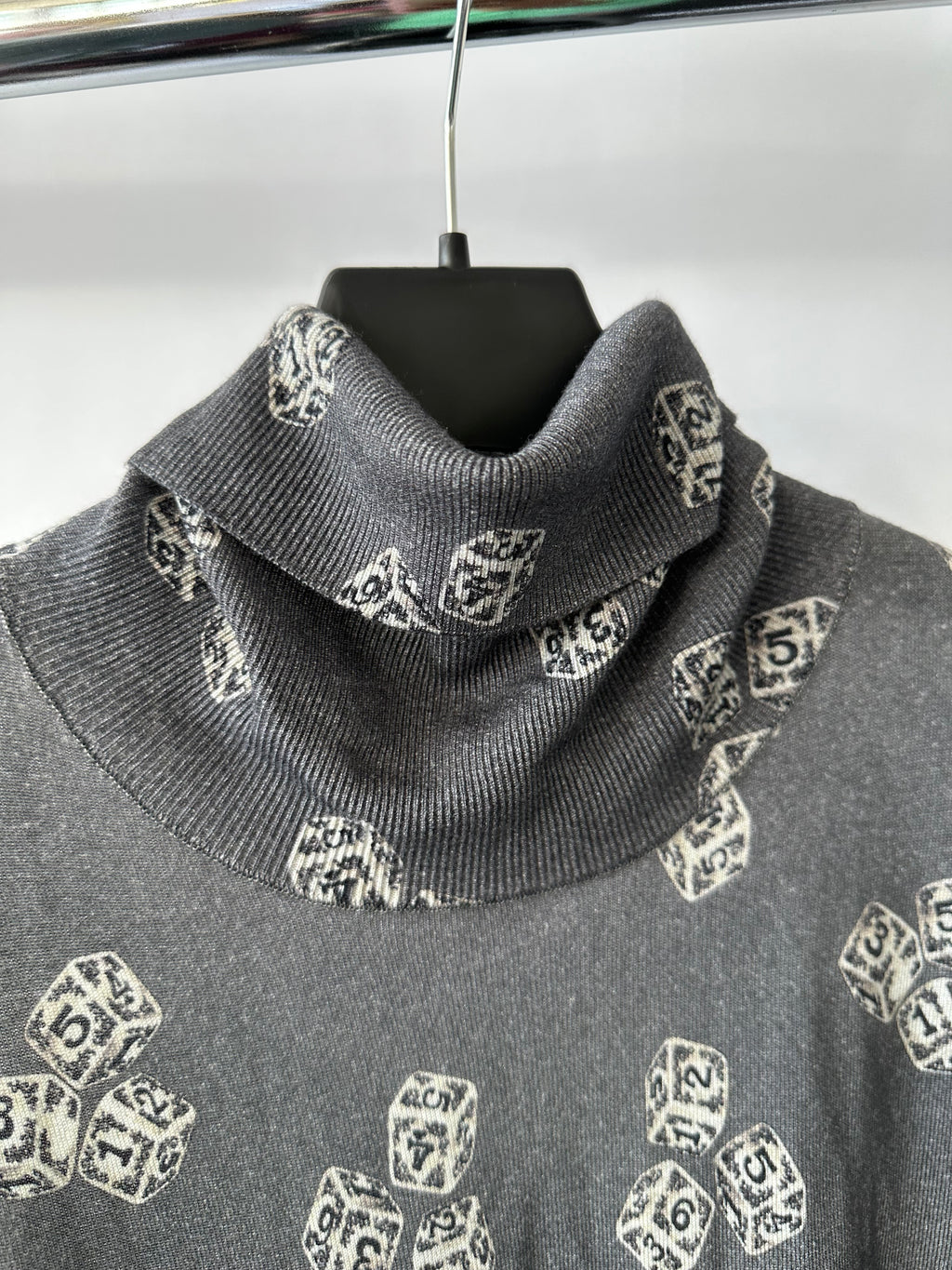 Dolce Gabbana Grey Cashmere Silk Jumper with Polo Neck