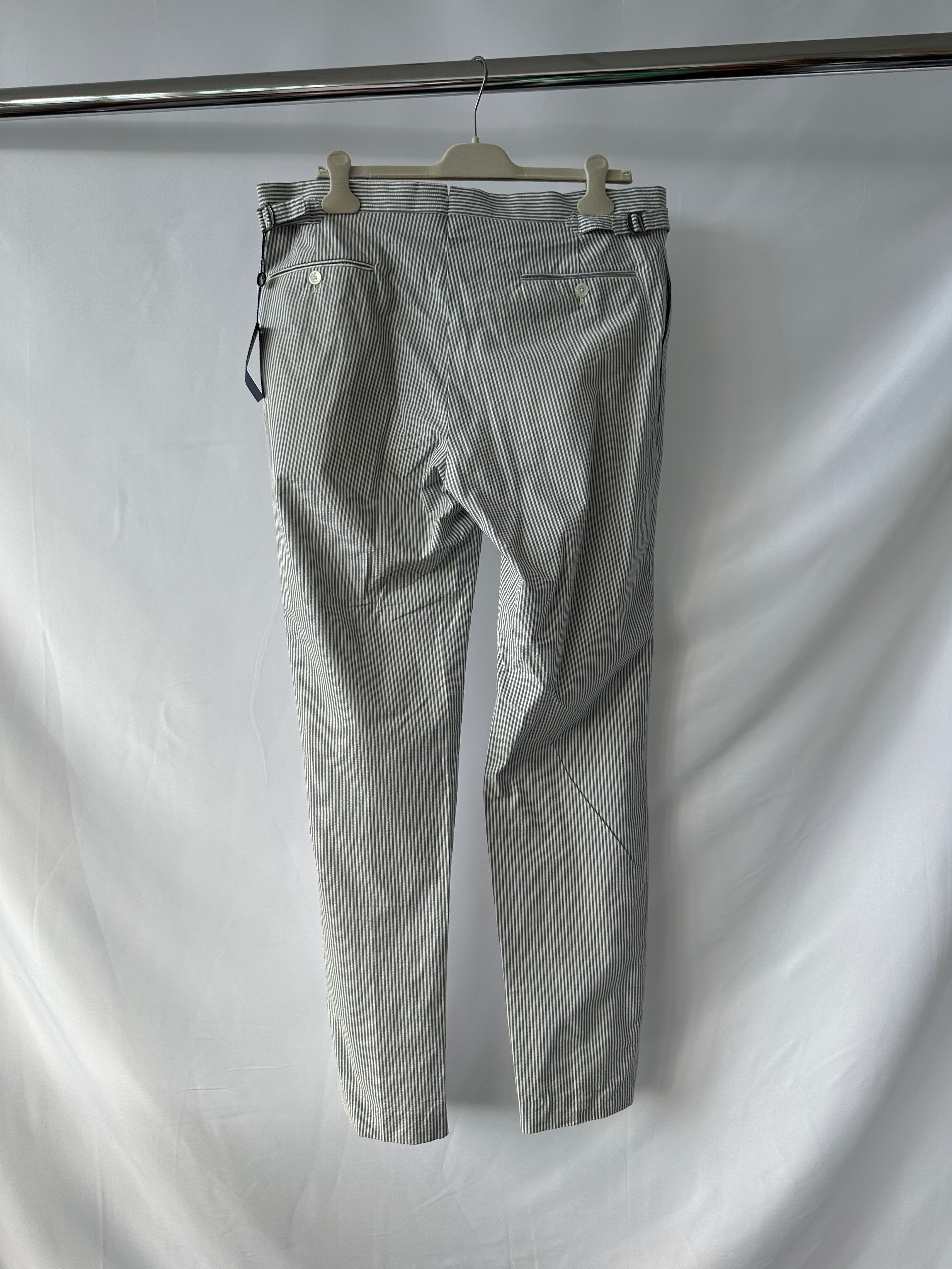 Ralph Lauren Polo Seersucker Trousers In Blue White Striped