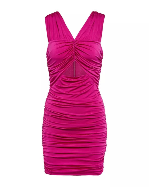 LoveShackFancy Pink Bayana Ruched Mini Dress