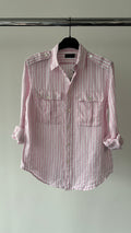 POLO RALPH LAUREN Pink Striped Linen Summer Button-Up Shirt