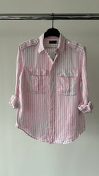 POLO RALPH LAUREN Pink Striped Linen Summer Button-Up Shirt