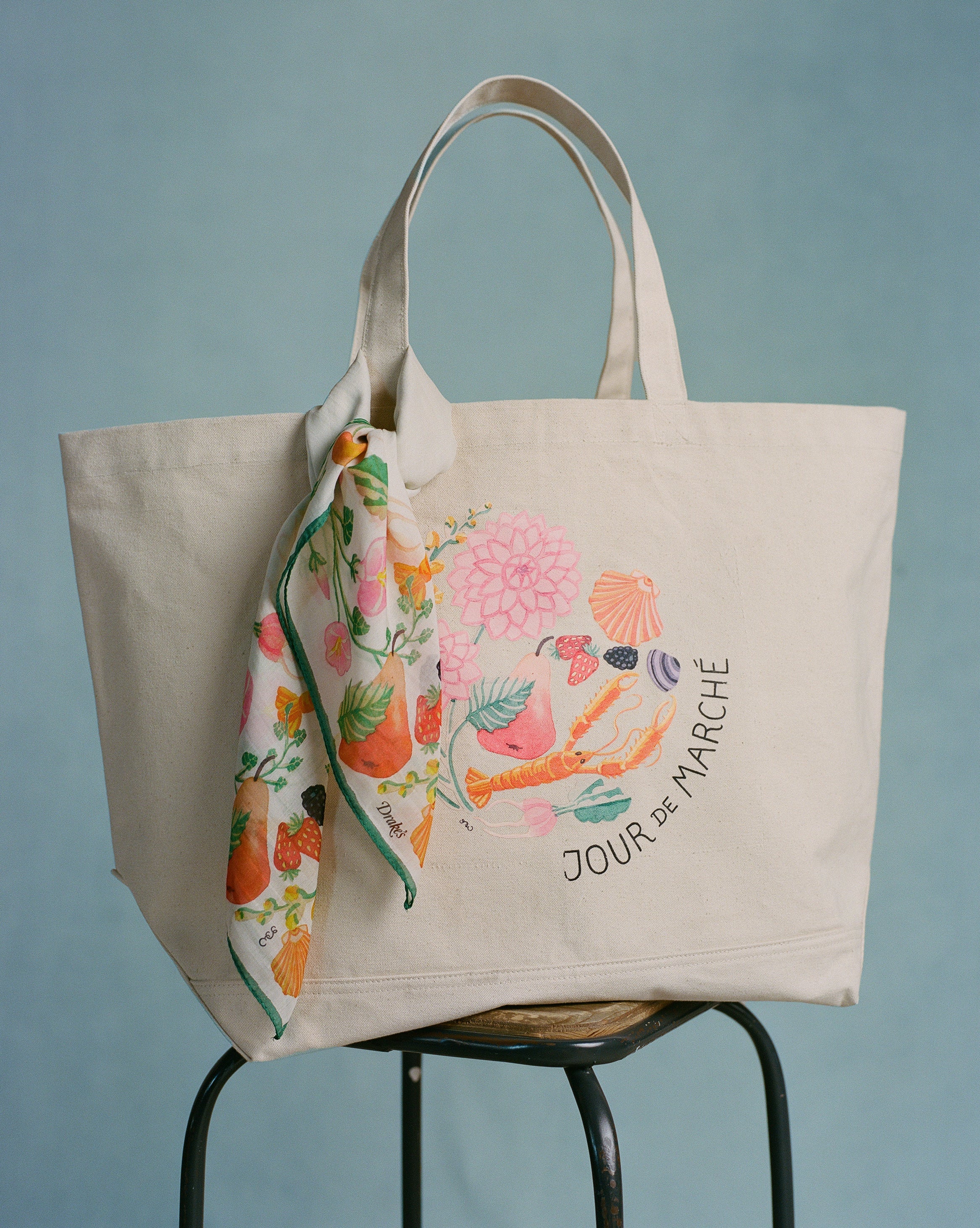 Drake's Ecru Extra Large Tote Bag Andreotti & Baribeaud Jour De Marche