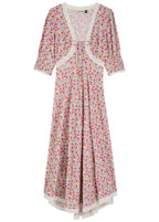 Rixo London Amina Pansy Floral Print Woven Midi Dress