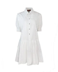 Max Mara White Caronte Cotton Poplin Pleat Hem Shirt Dress