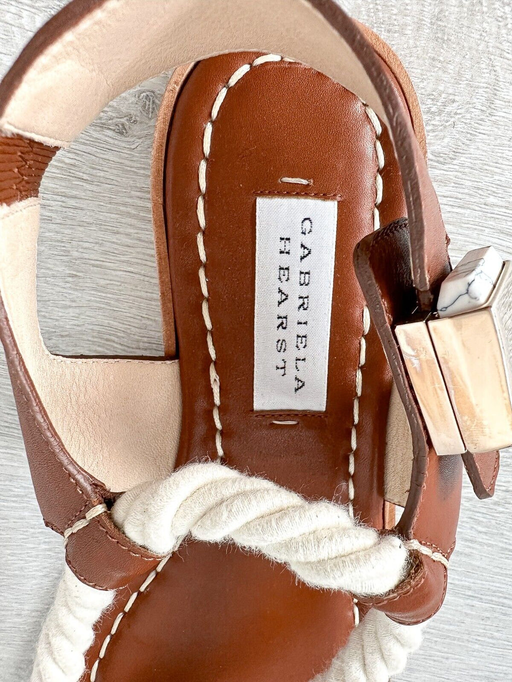 Gabriela Hearst Zephyr Rope Strap Brown Leather Thong Sandals - House Of Huntington