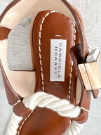 Gabriela Hearst Zephyr Rope Strap Brown Leather Thong Sandals - House Of Huntington
