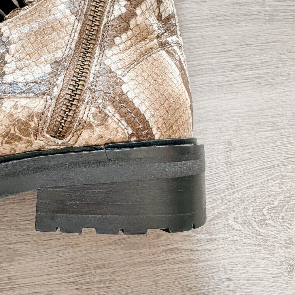 ALLSAINTS Combat Snake Print Lace Zip Chunky Heel Ankle Donita Boots (EU 36)