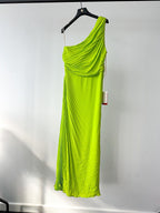 Valentino Garavani Green Pleat Detail One Shoulder Evening Occasion Gown