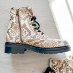 ALLSAINTS Combat Snake Print Lace Zip Chunky Heel Ankle Donita Boots (EU 36)