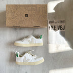 VEJA White Grey Green V Logo Trainers - House Of Huntington