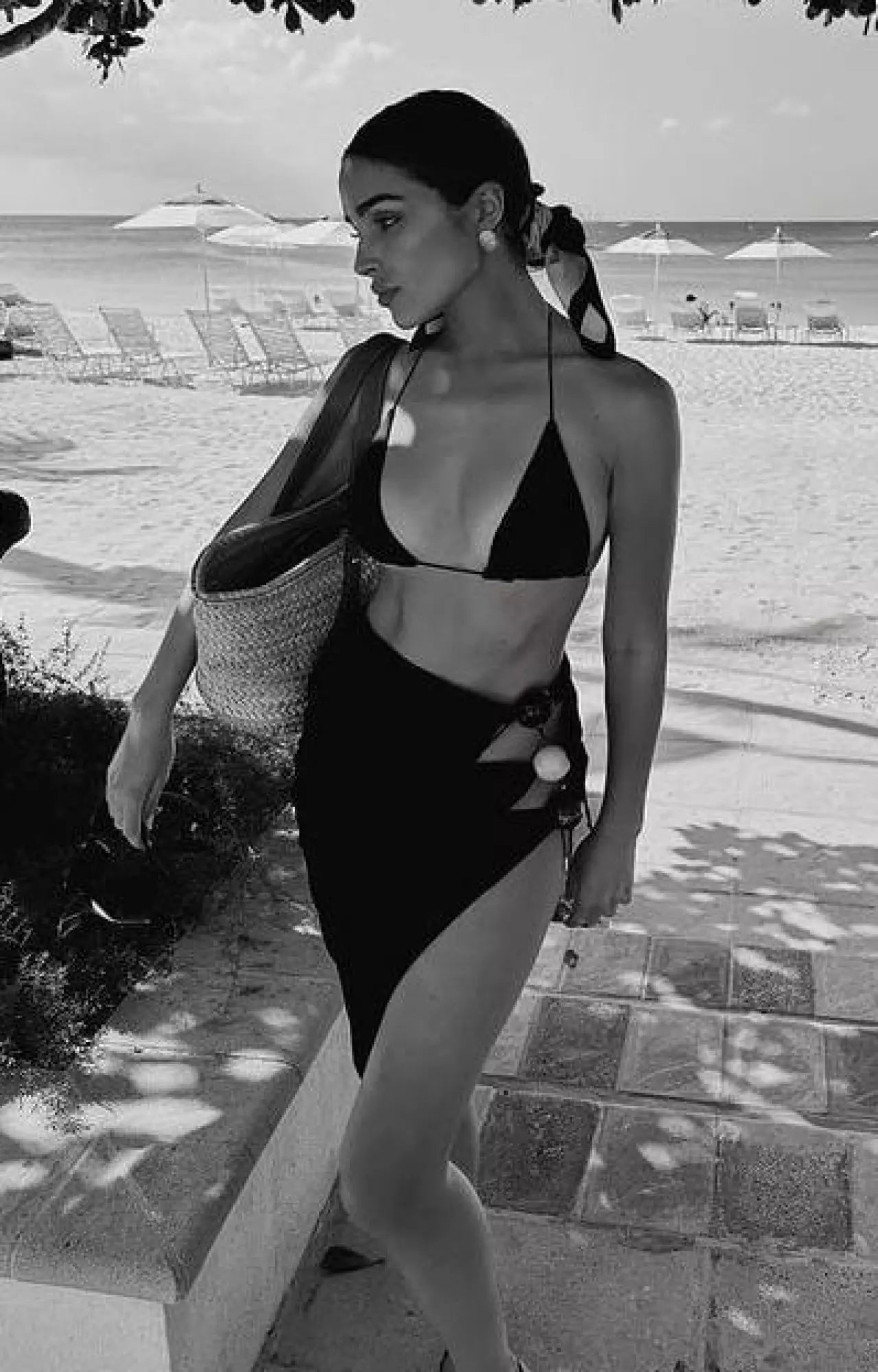 JACQUEMUS La Jupe Black Perola Bead Detail Cut Out Sides Asymmetric Skirt - House Of Huntington