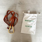 BOTTEGA VENETA Maple Brown Gold Horsebit Buckle Double Strap Belt
