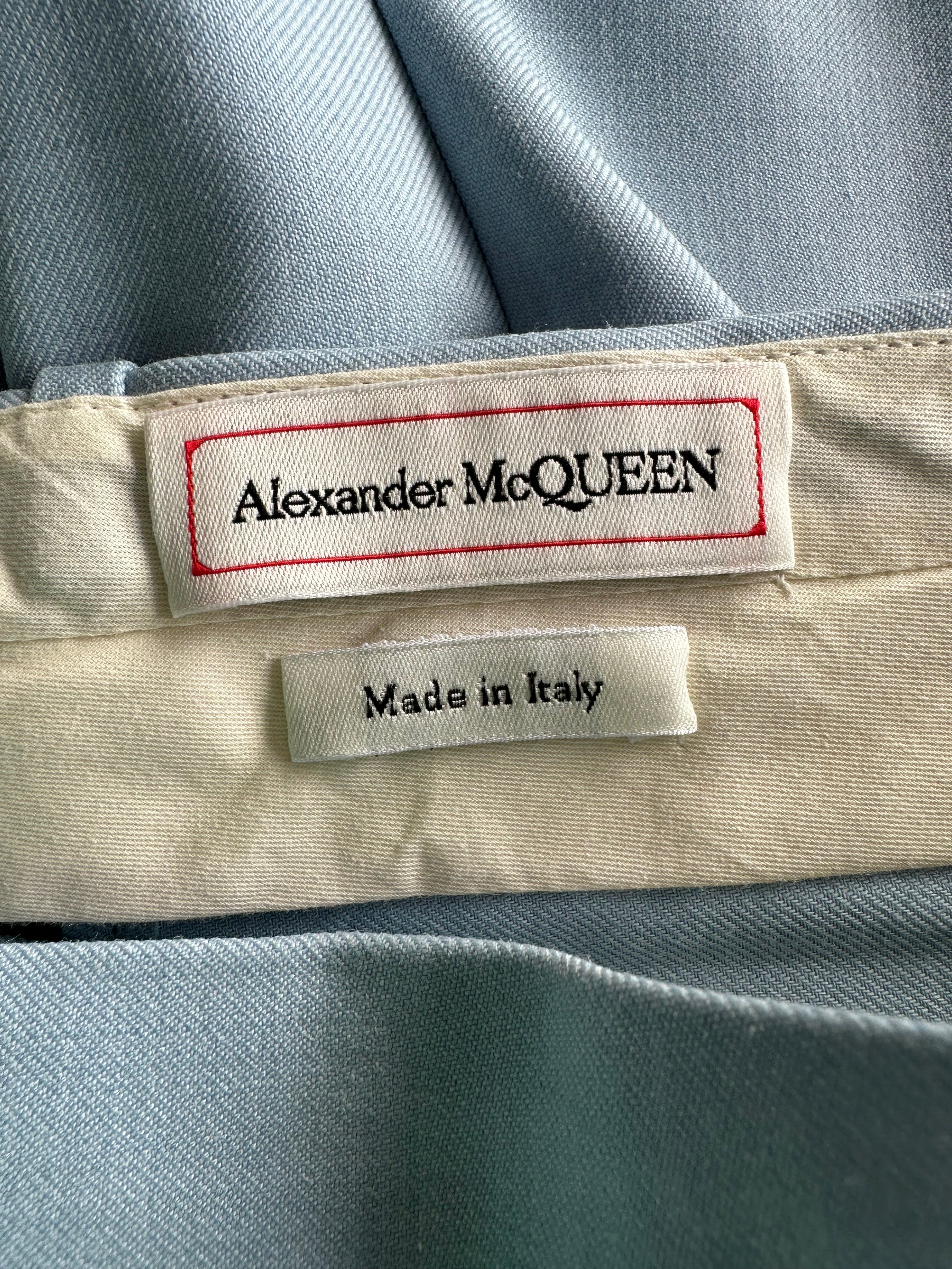 Pantalon cigarette bleu pâle Alexander McQueen
