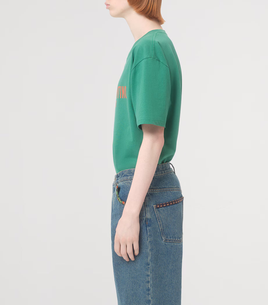 Valentino Green 'Chez Valentino' Print T-shirt