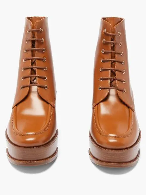 GABRIELA HEARST Tan Lace-Up Hattie Block Heel Boots - House Of Huntington