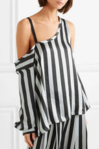 Ann Demeulemeester Silk Black & White One Shoulder Top