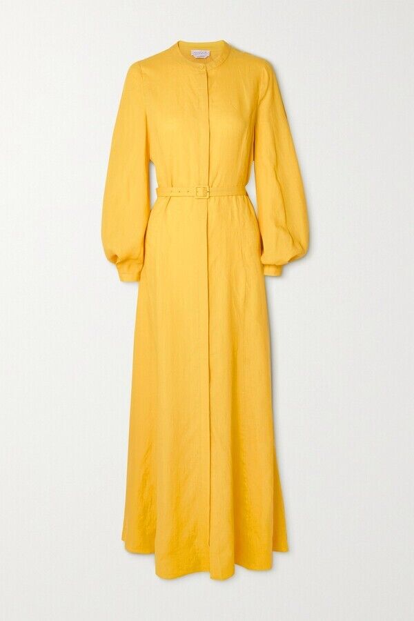 GABRIELA HEARST Yellow Massey Button-Up Shirt Maxi Dress - House Of Huntington