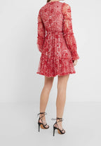 Needle & Thread Red Anya Cherry Flora Long Sleeve Dress