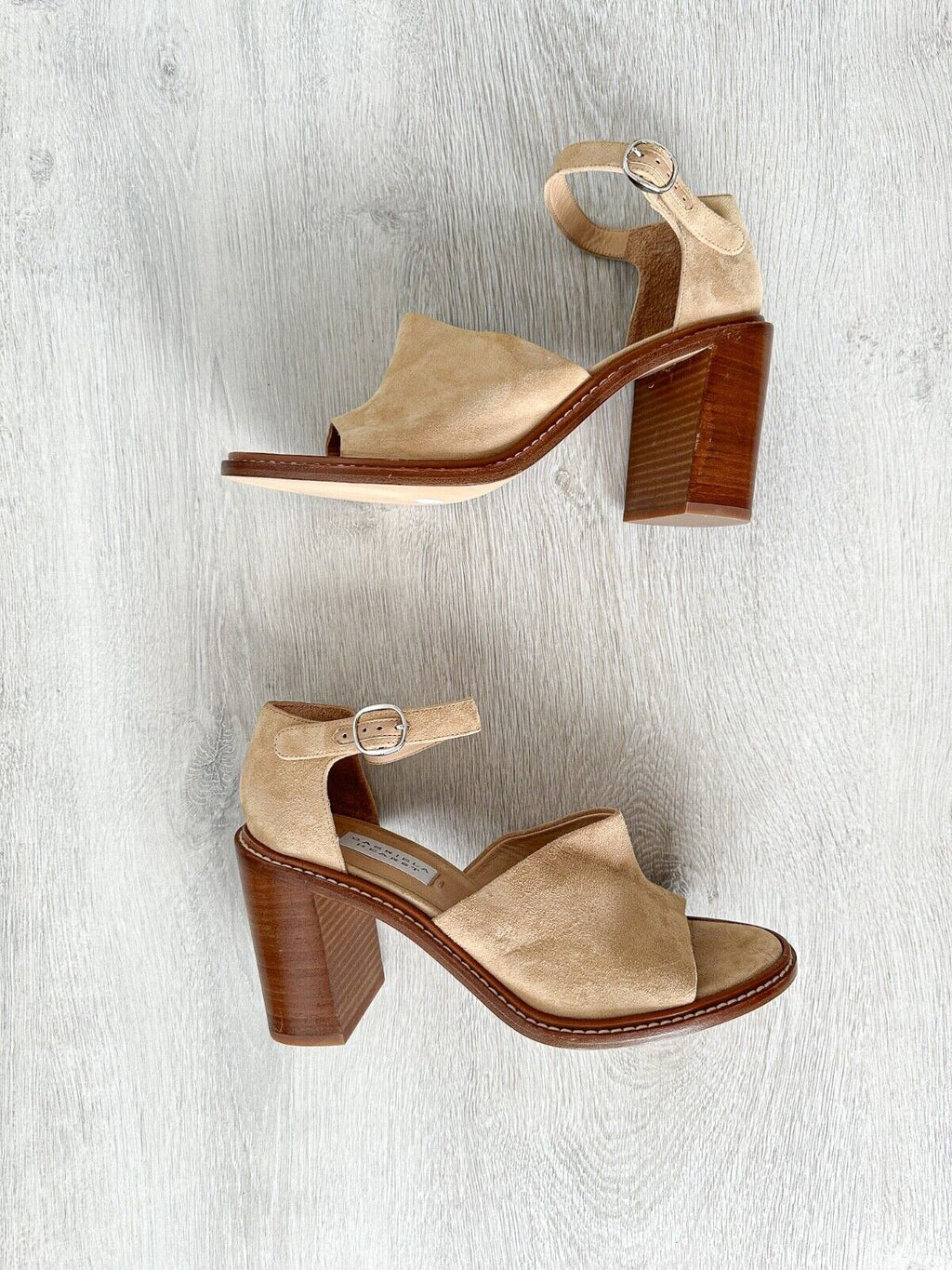 Gabriela Hearst Beau Suede Wooden Block High Heel Sandals - House Of Huntington