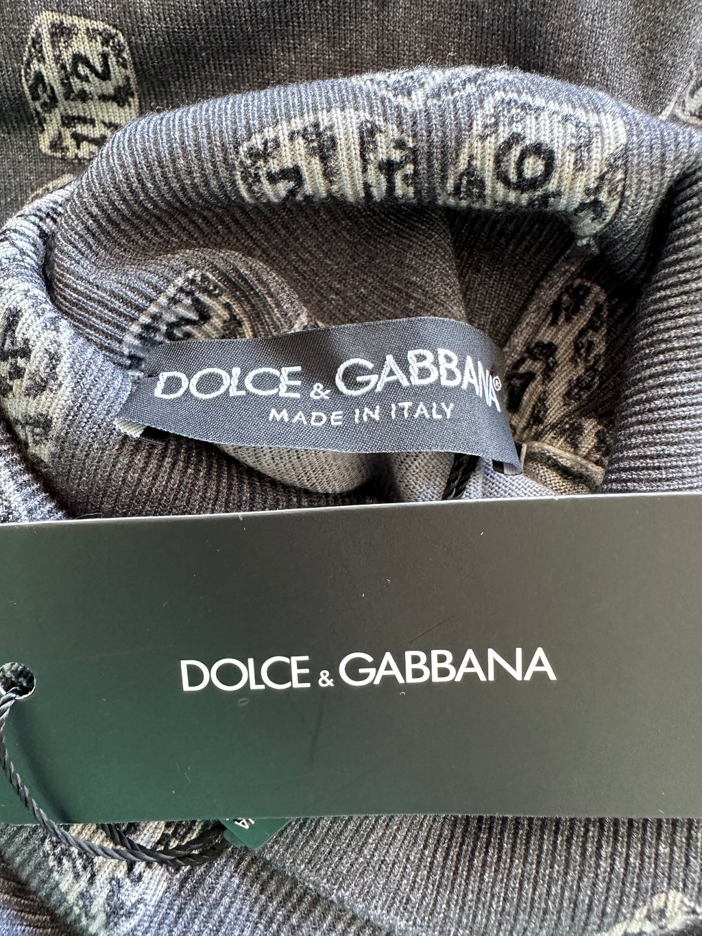 Dolce Gabbana Grey Cashmere Silk Jumper with Polo Neck