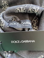 Dolce Gabbana Grey Cashmere Silk Jumper with Polo Neck