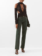 MAXIMILLIAN DAVIES Forest Green Leather Trim Spain Jeans - House Of Huntington