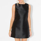 Odd Muse Satin Shift Black Mini Dress