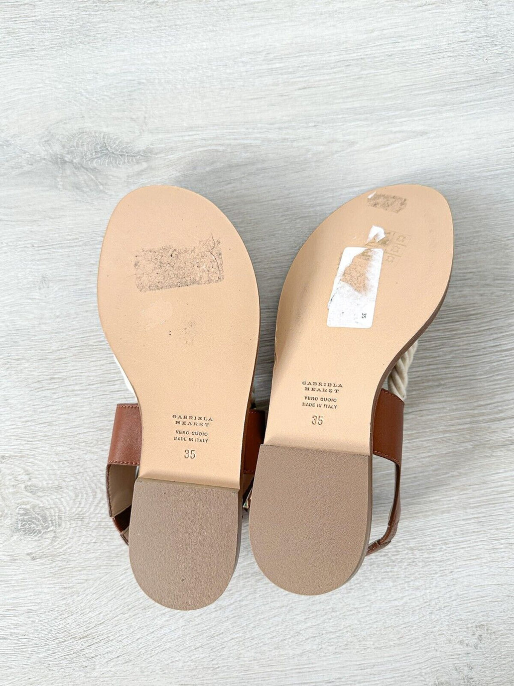 Gabriela Hearst Zephyr Rope Strap Brown Leather Thong Sandals - House Of Huntington