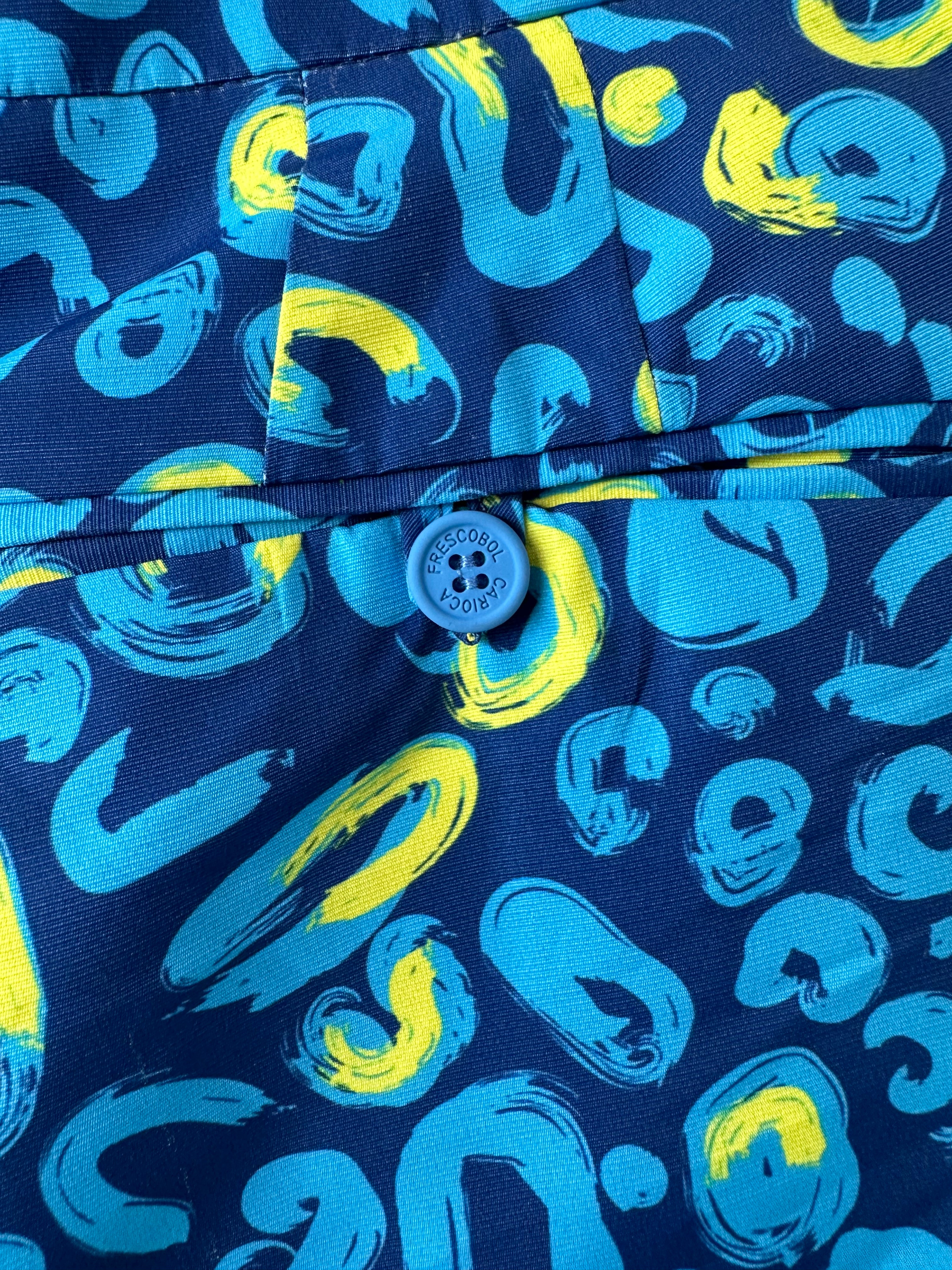 Frescobal Carioca Tailored Long Swim Shorts Trunks In Navy & Lemon