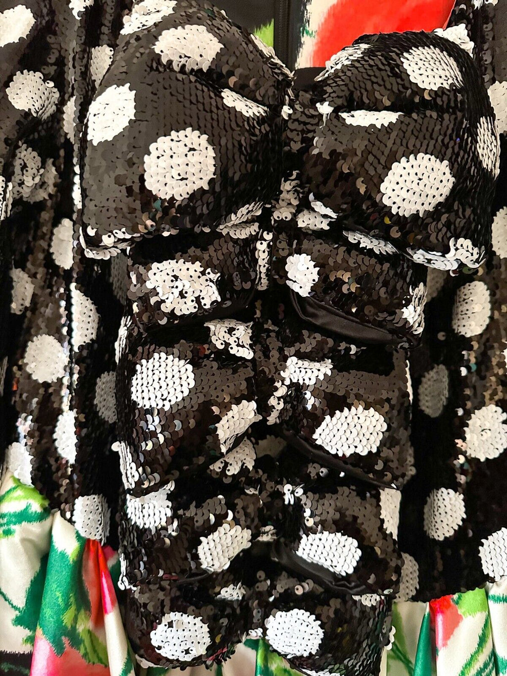 Richard Quinn Polka Dot Sequin Floral Hem Dress - House Of Huntington