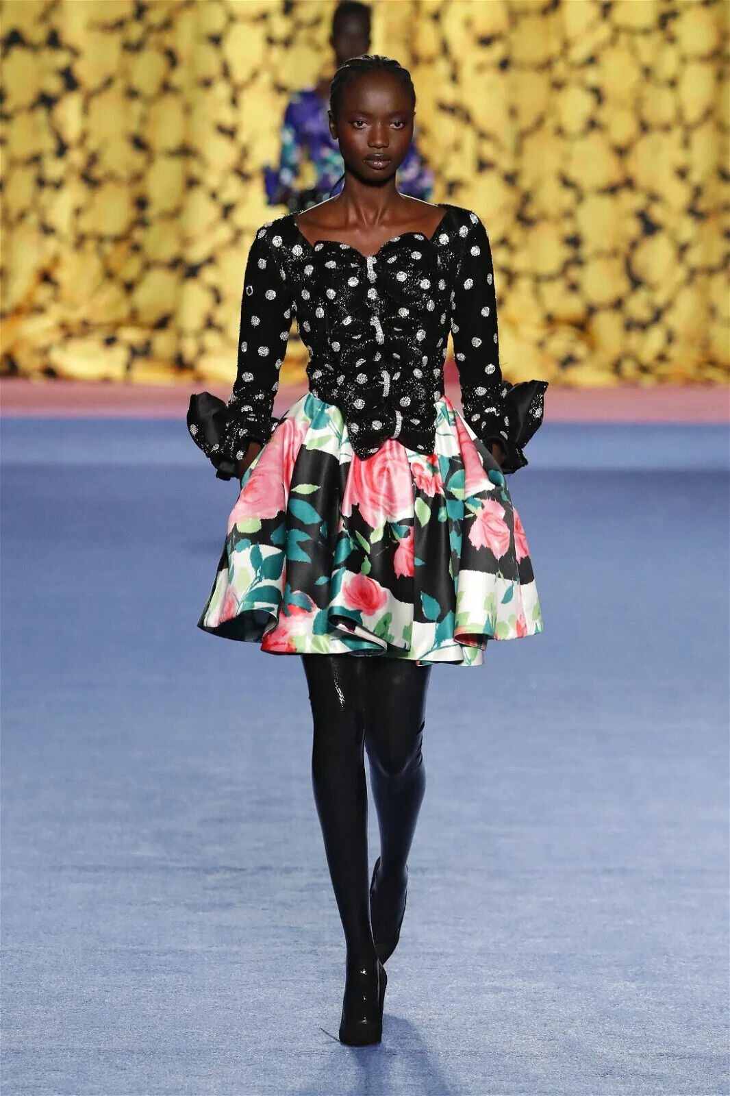 Richard Quinn Polka Dot Sequin Floral Hem Dress - House Of Huntington