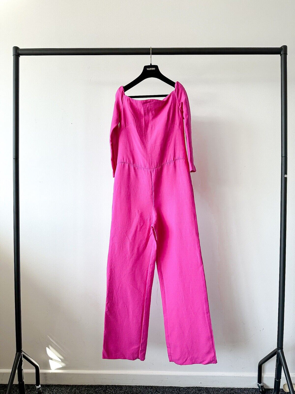 Valentino Garavani Couture Pink PP Crepe Off Shoulder Statement Jumpsuit
