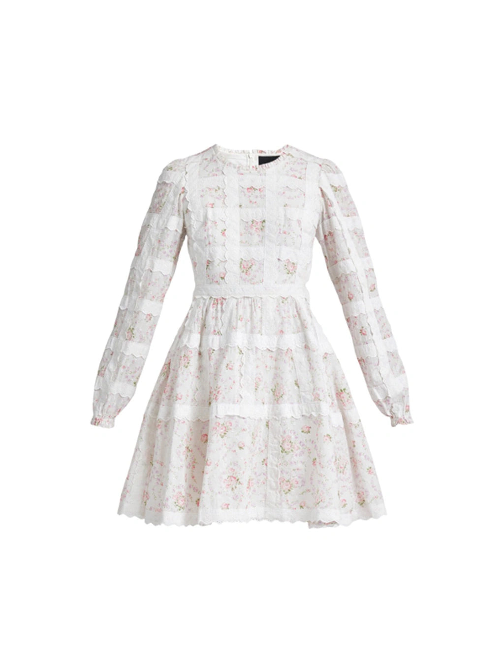 Needle & Thread Vintage Ditsy Sophia Long Sleeve Micro Mini Dress in Moonshine