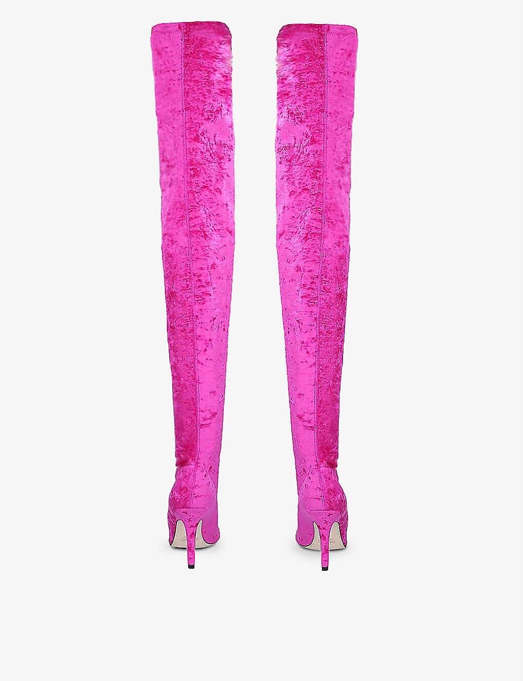 PARIS TEXAS Hot Fuchsia Pink Mama Velvet Knee High Boots - House Of Huntington