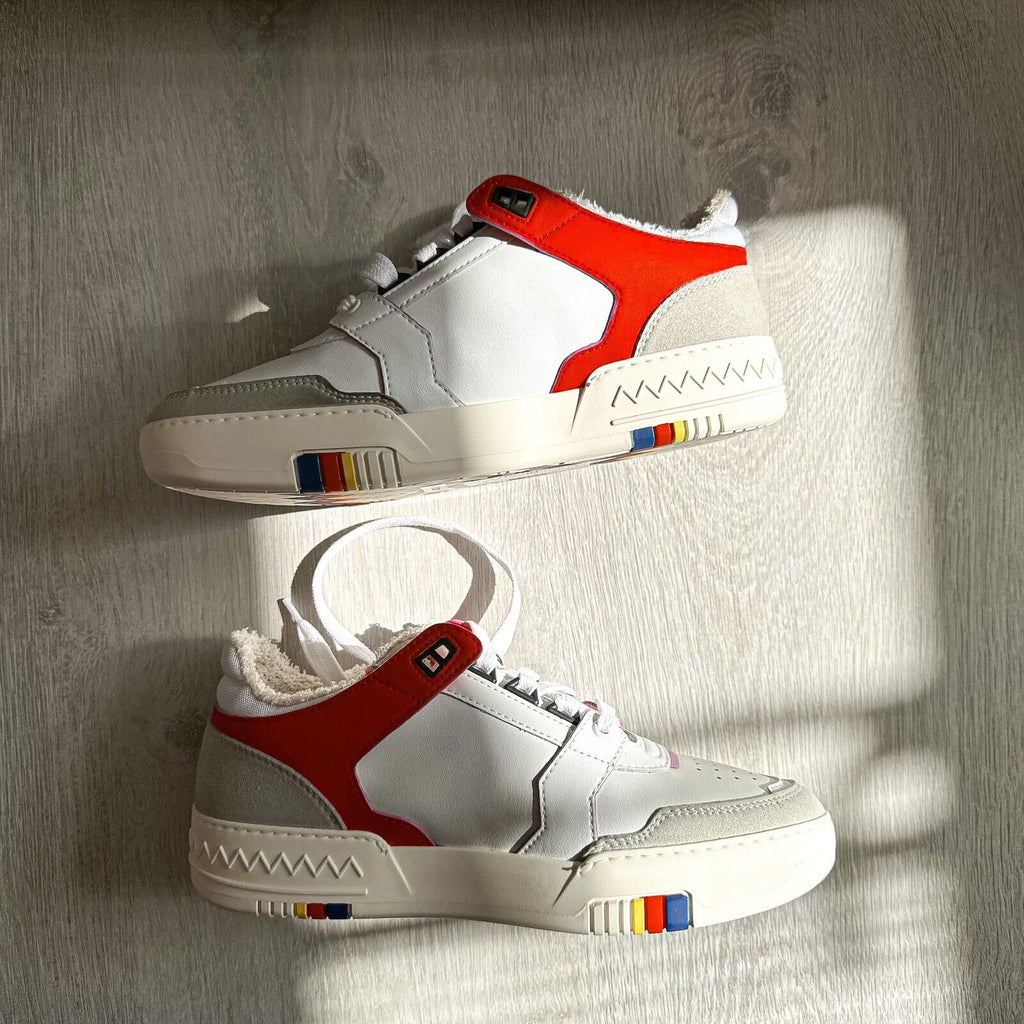 MISSONI Logo 90 White Red Trainers Sneakers + Chevron Bag