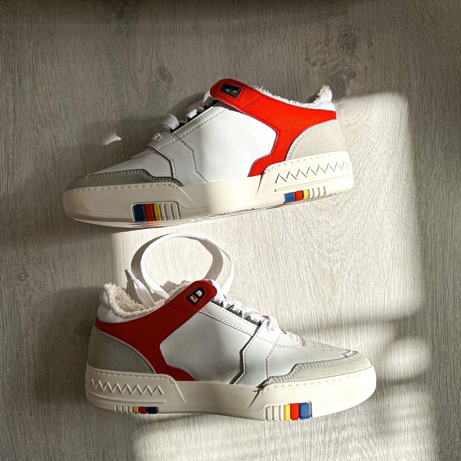 MISSONI Logo 90 White Red Trainers Sneakers + Chevron Bag
