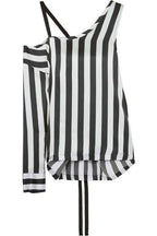 Ann Demeulemeester Silk Black & White One Shoulder Top