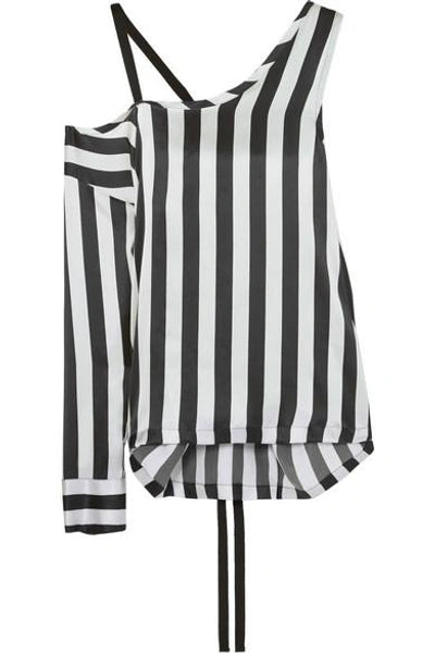 Ann Demeulemeester Silk Black & White One Shoulder Top