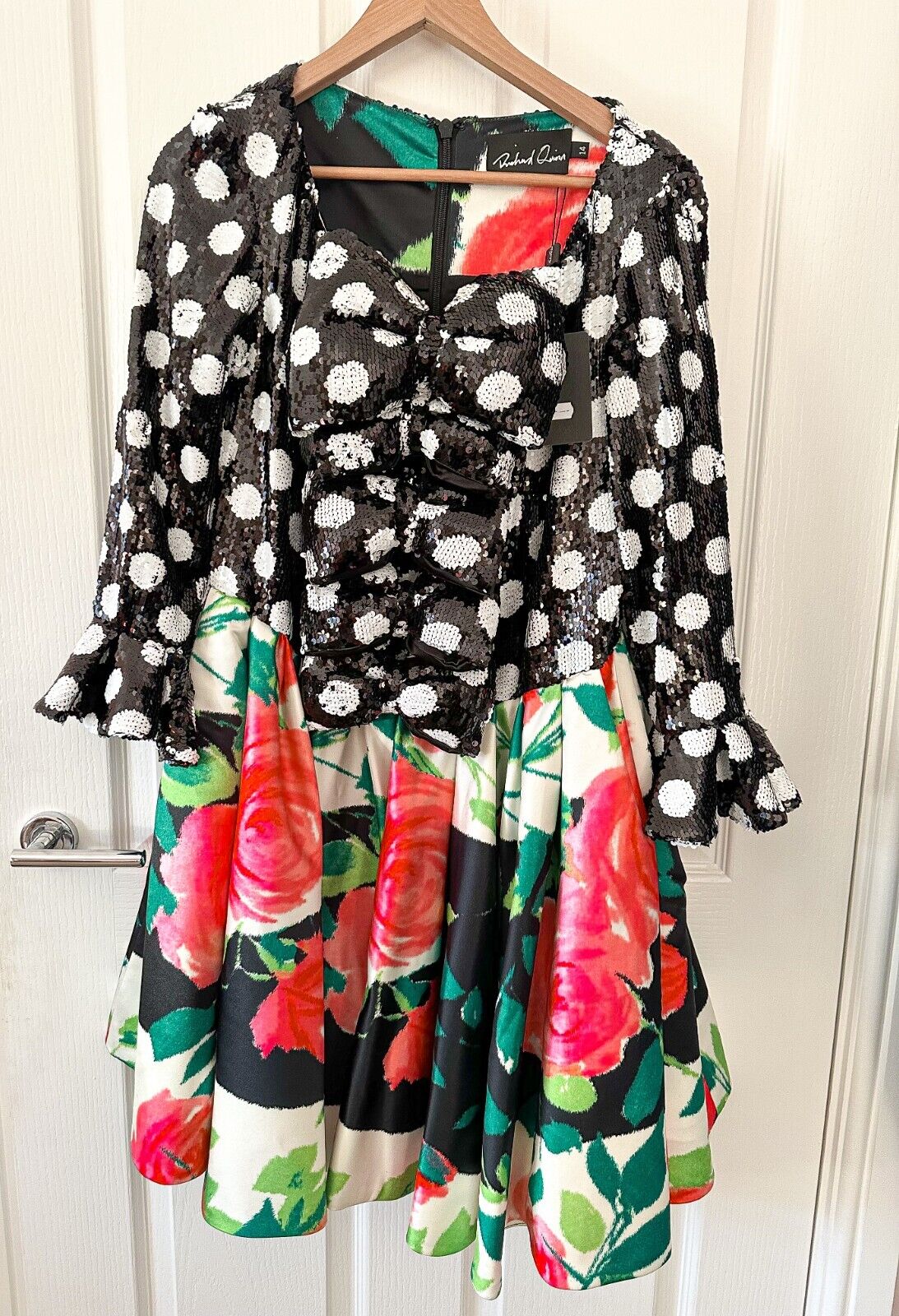 Richard Quinn Polka Dot Sequin Floral Hem Dress – House Of Huntington