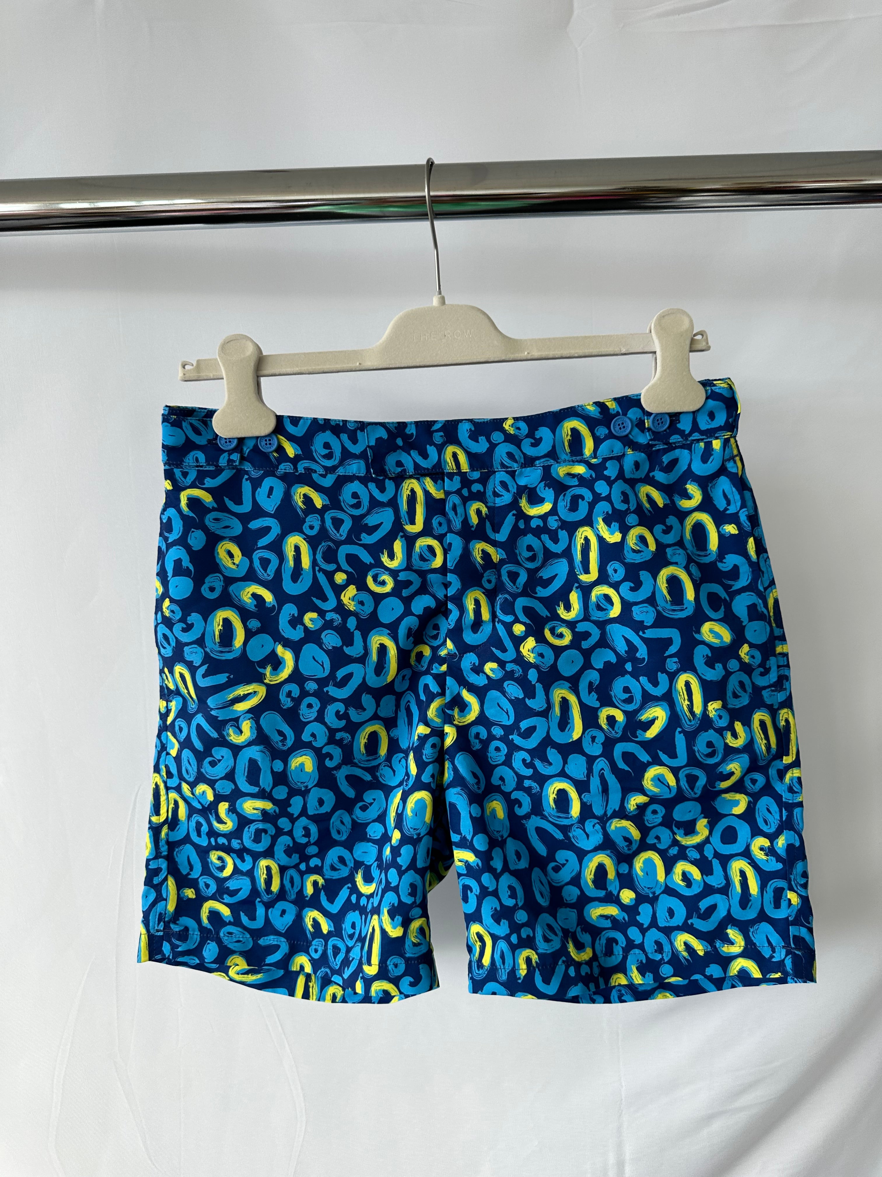 Frescobal Carioca Tailored Long Swim Shorts Trunks In Navy & Lemon