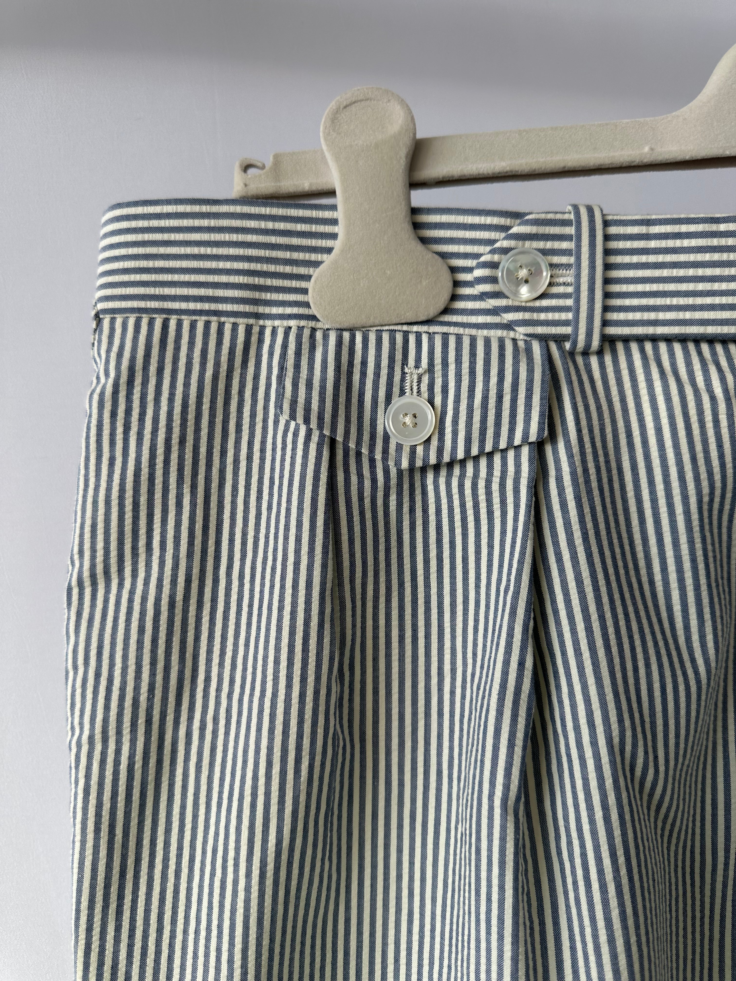 Ralph Lauren Polo Seersucker Trousers In Blue White Striped