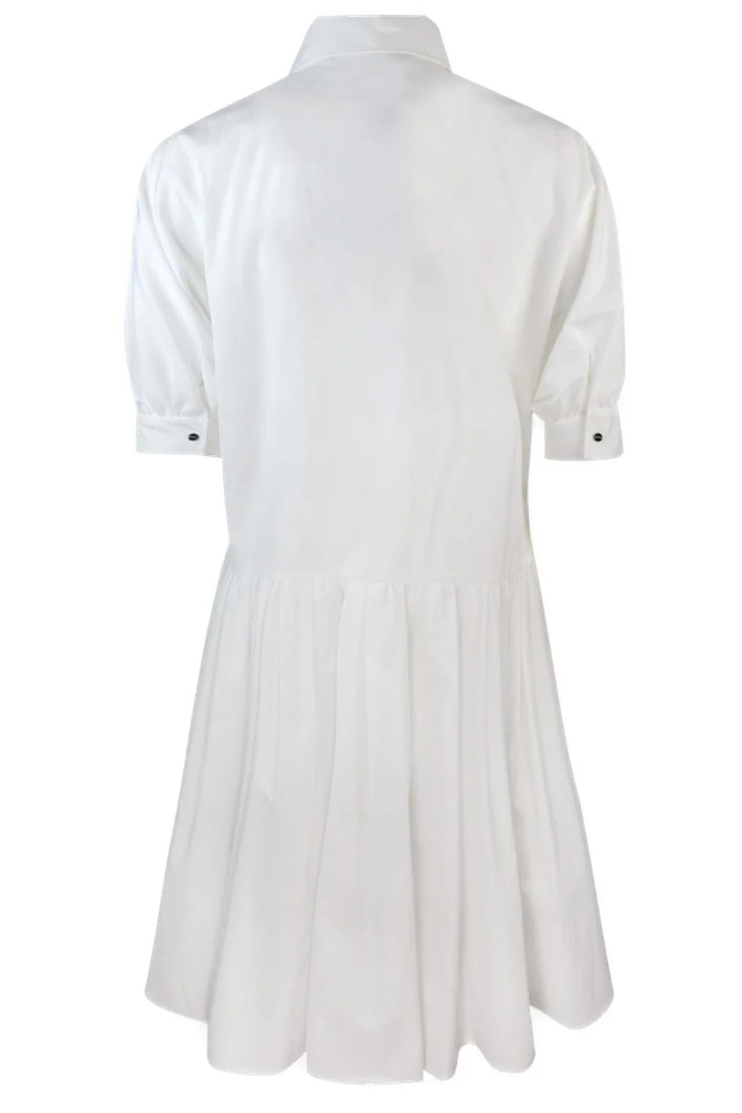 Max Mara White Caronte Cotton Poplin Pleat Hem Shirt Dress