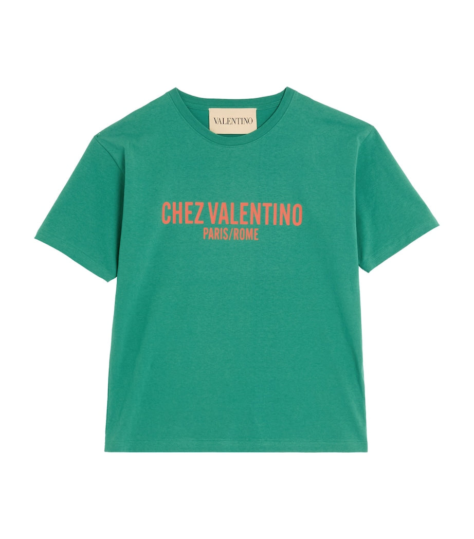 Valentino Green 'Chez Valentino' Print T-shirt