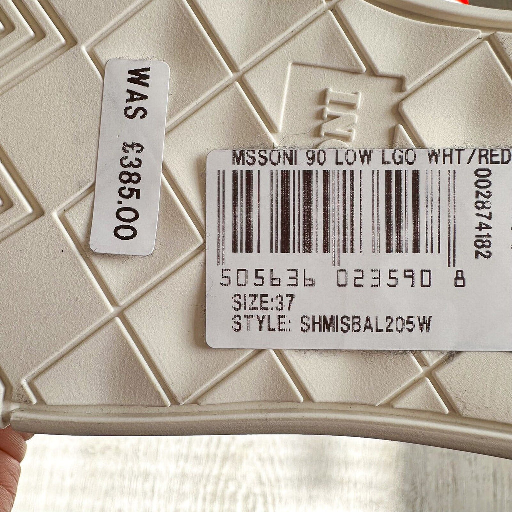 MISSONI Logo 90 White Red Trainers Sneakers + Chevron Bag