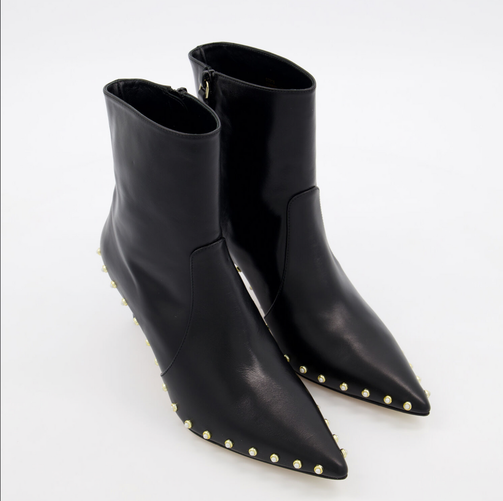 STUART WEITZMAN Pearl Detail Pointy Toe Ankle Heel Booties (EU 36.5)