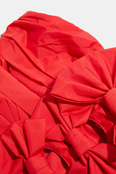 Robe courte rouge Woodlow à nœud LoveShackFancy