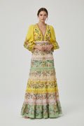 Robe longue Farm Rio à imprimé floral jaune